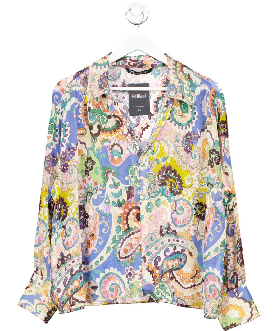 ZARA Multicoloured Semi-sheer Paisley Print Shirt UK XL