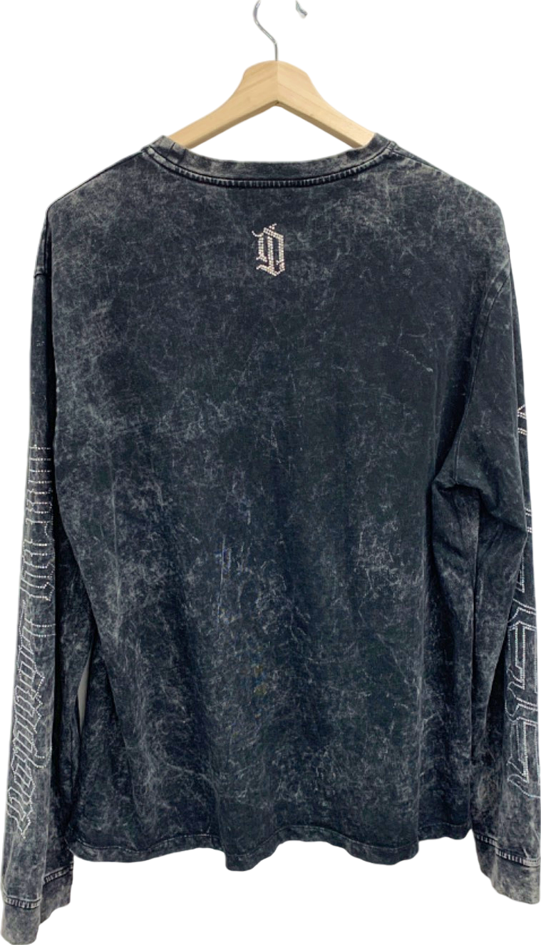 Dirty London Grey Distressed Long Sleeve T-Shirt UK XL