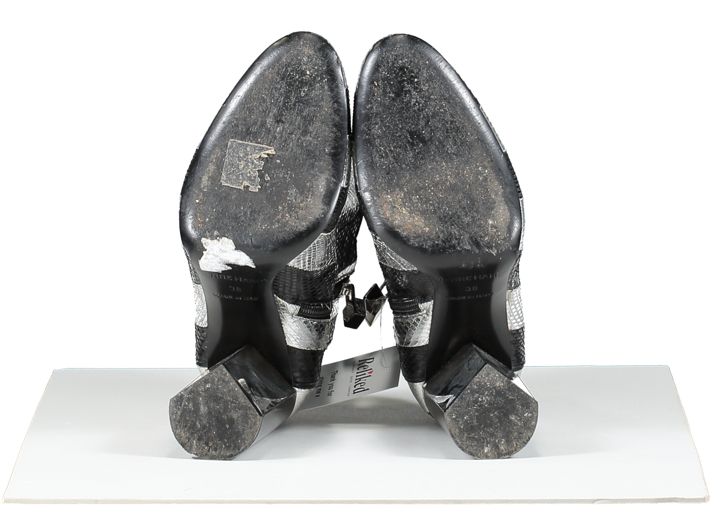 Pierre Hardy Metallic Belle Striped Snakeskin Ankle Boot, Black/silver UK 5 EU 38 👠