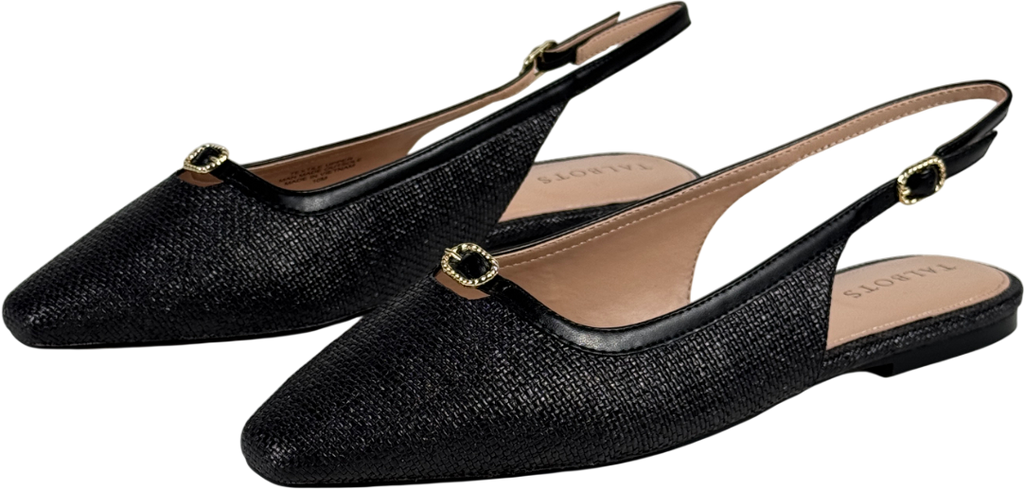 TALBOTS Black Whitley Shimmer Raffia Slingback Flats Us10m UK 7.5 EU 40.5 👠
