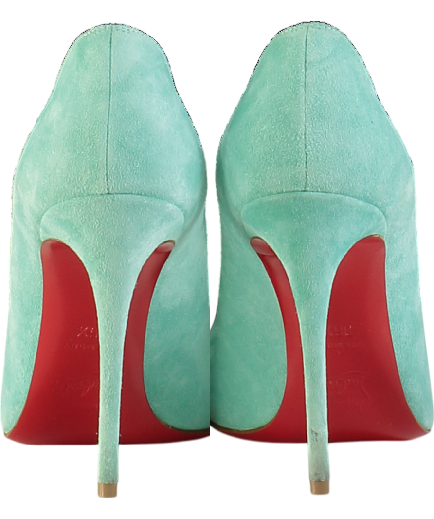 Christian Louboutin Aqua Blue 100 Suede Point-toe Pumps UK 3.5 EU 36.5 👠