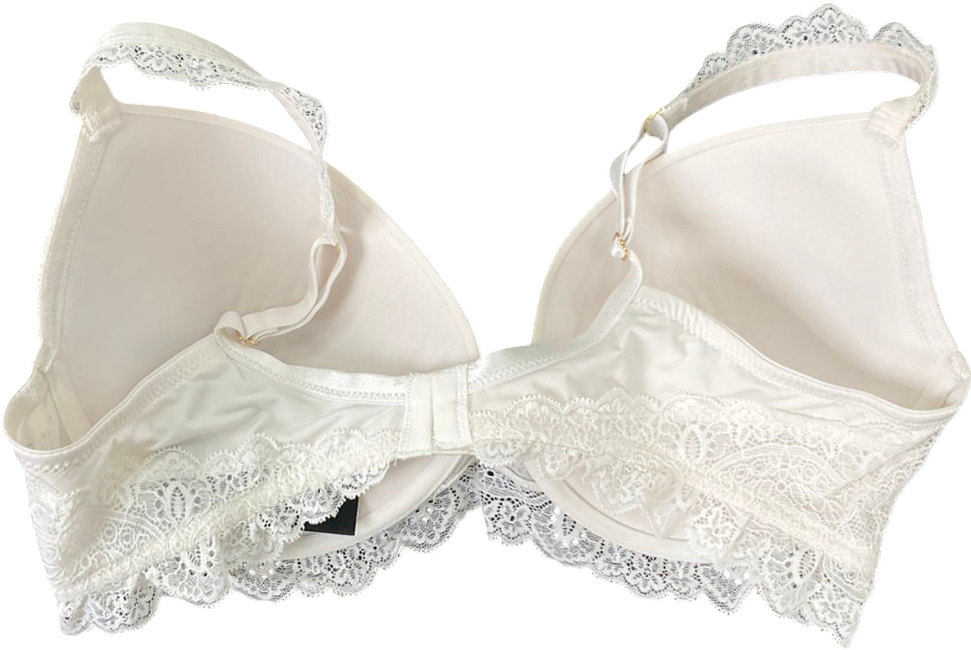 Pour Moi White Romance Padded Push-up Plunge Bra UK 36F