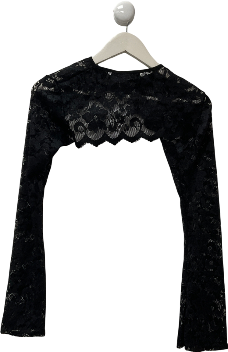 In The Style Black Flared Arm Open Front Lace Top UK 8