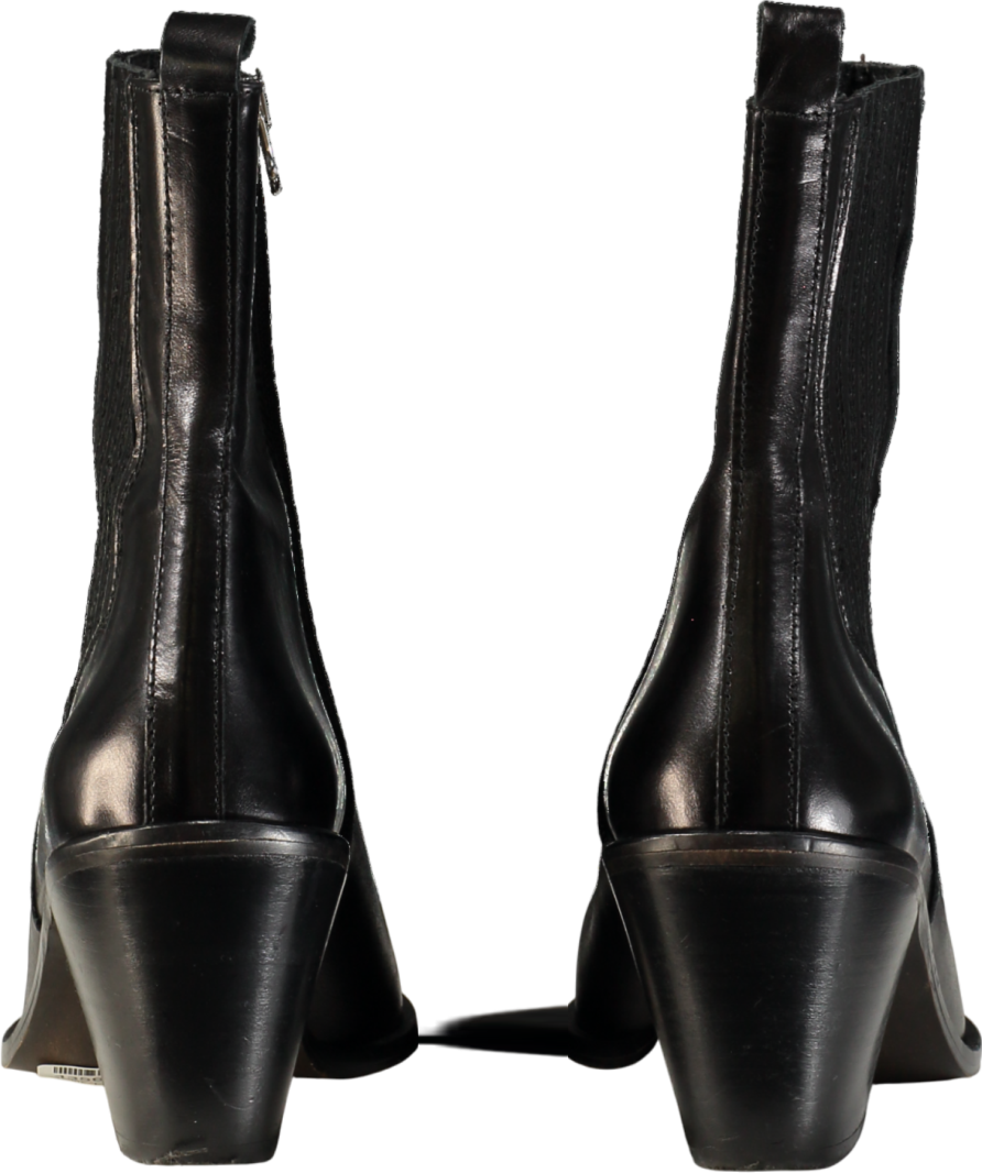 Warehouse Black Premium Real Leather Toe Cap Western Boot UK 8 EU 41 👠