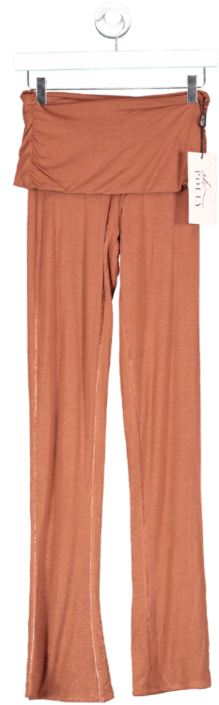 Oh Polly Brown Anona  Mid Rise Modal Cashmere Blend Trousers UK 8