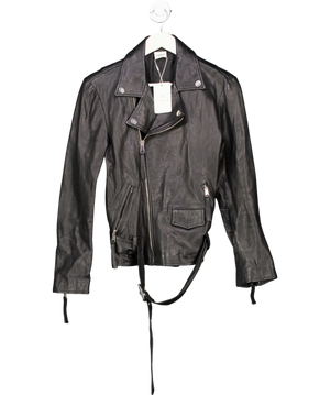 Pinko Black Together Forever Leather Jacket UK 8