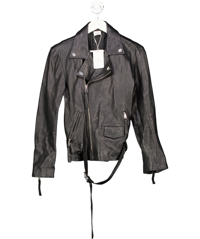 Pinko Black Together Forever Leather Jacket UK 8