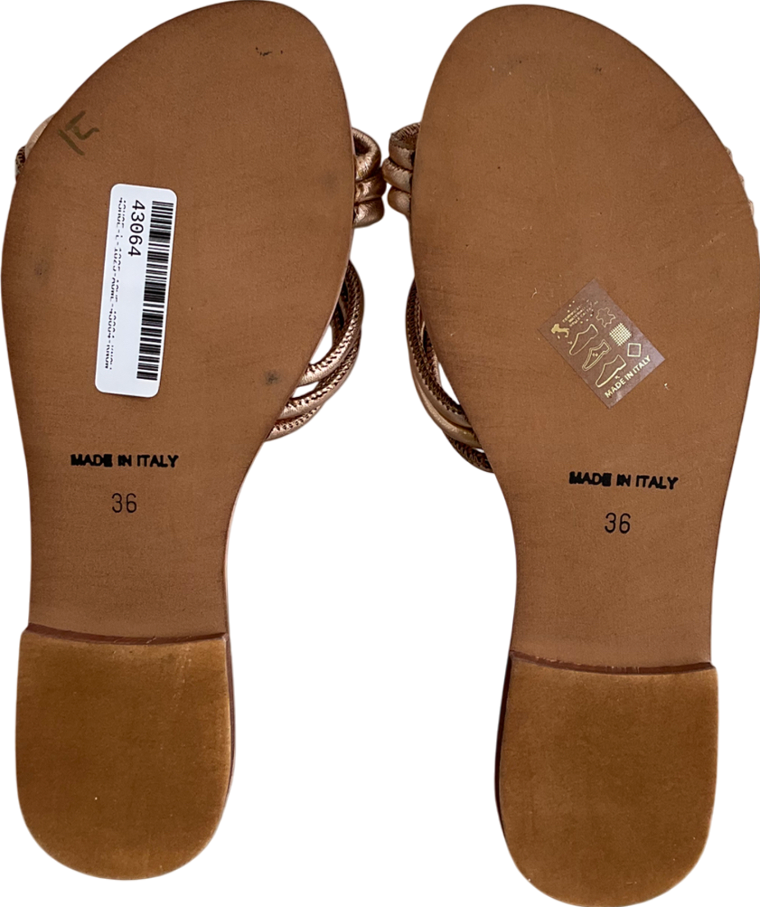 I Love Italy Metallic Strappy Leather Sandals UK 3 EU 36 👠