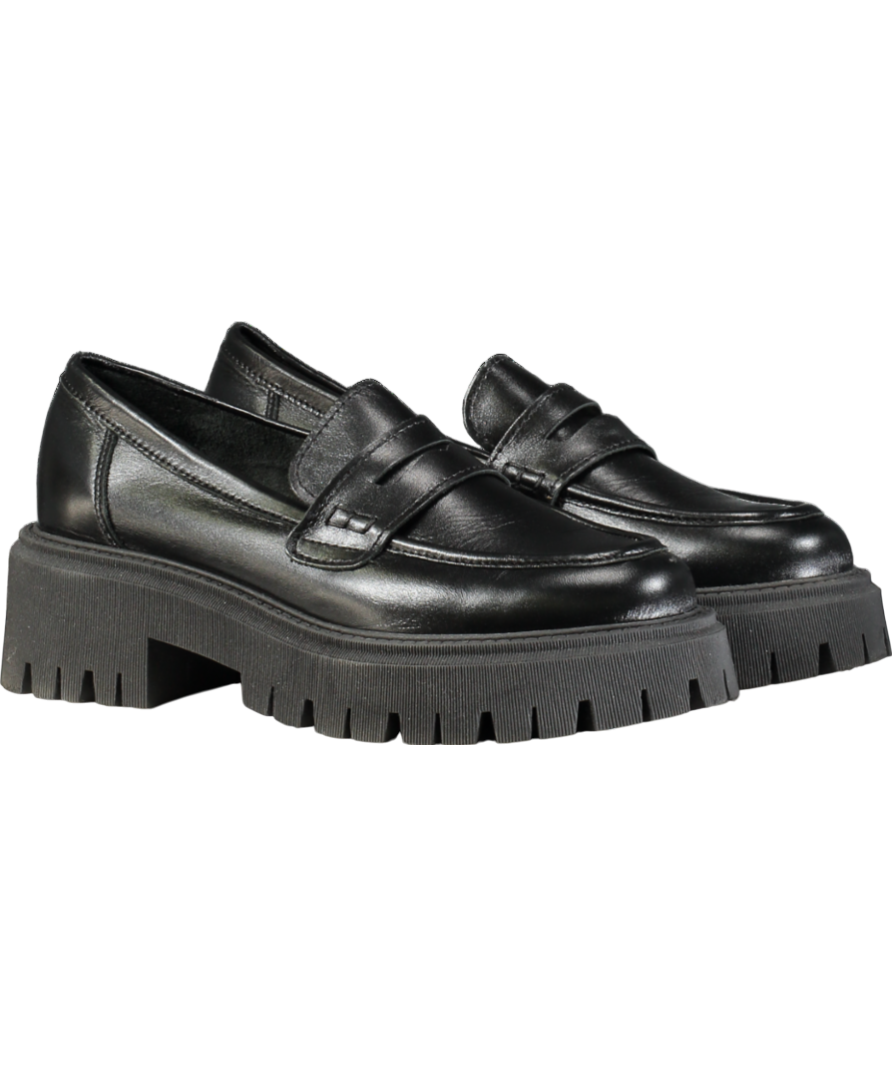 Urban Outfitters Black Platform Leather Loafers UK 7 EU 40 👠