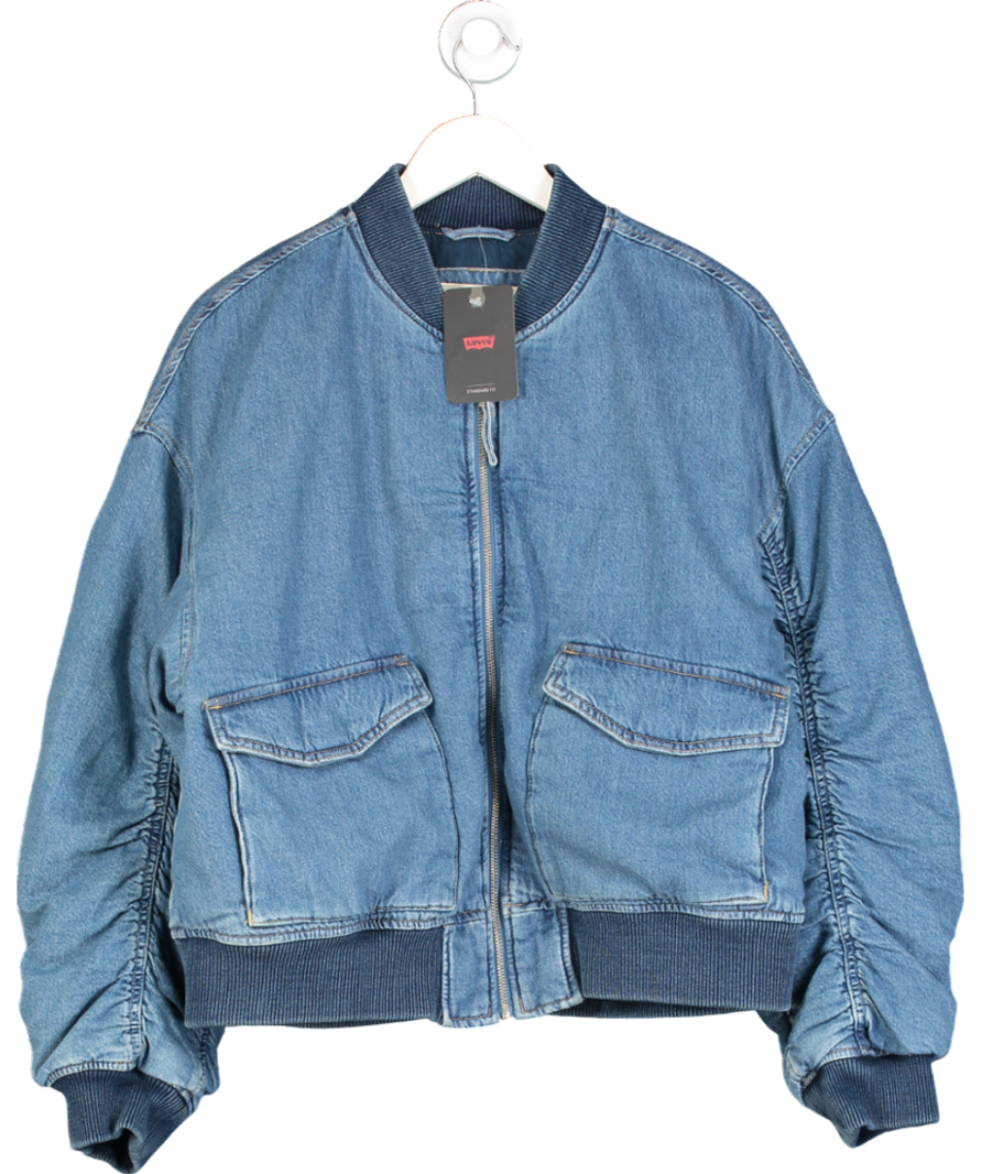 levis Blue Andy Tech Padded Regular-fit Denim Jacket UK L