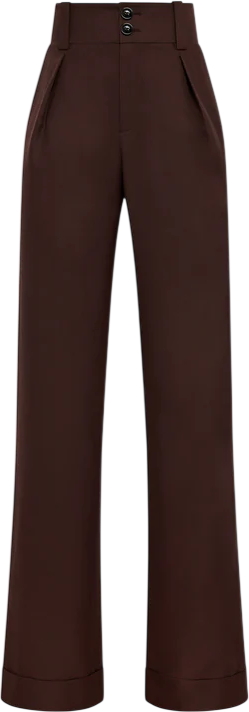 HOLLAND COOPER Brown High Waisted Wide Leg Trouser Walnut Twill UK 10