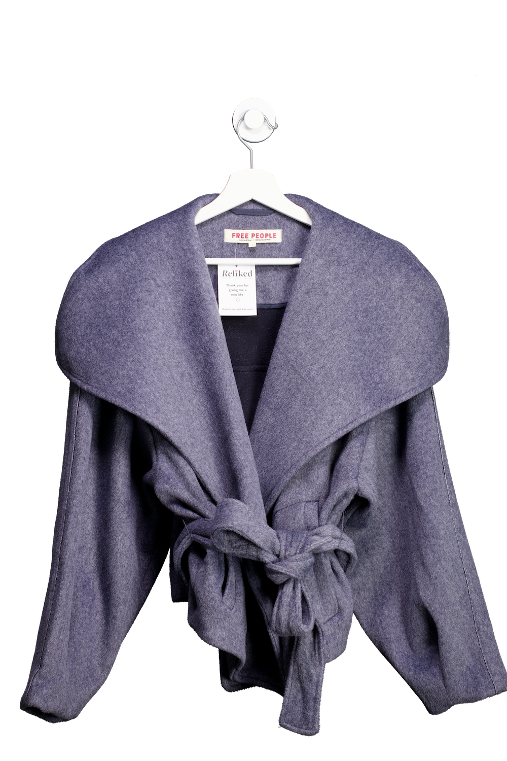 Free People Blue Cashmere-feel belted Jacket UK XS