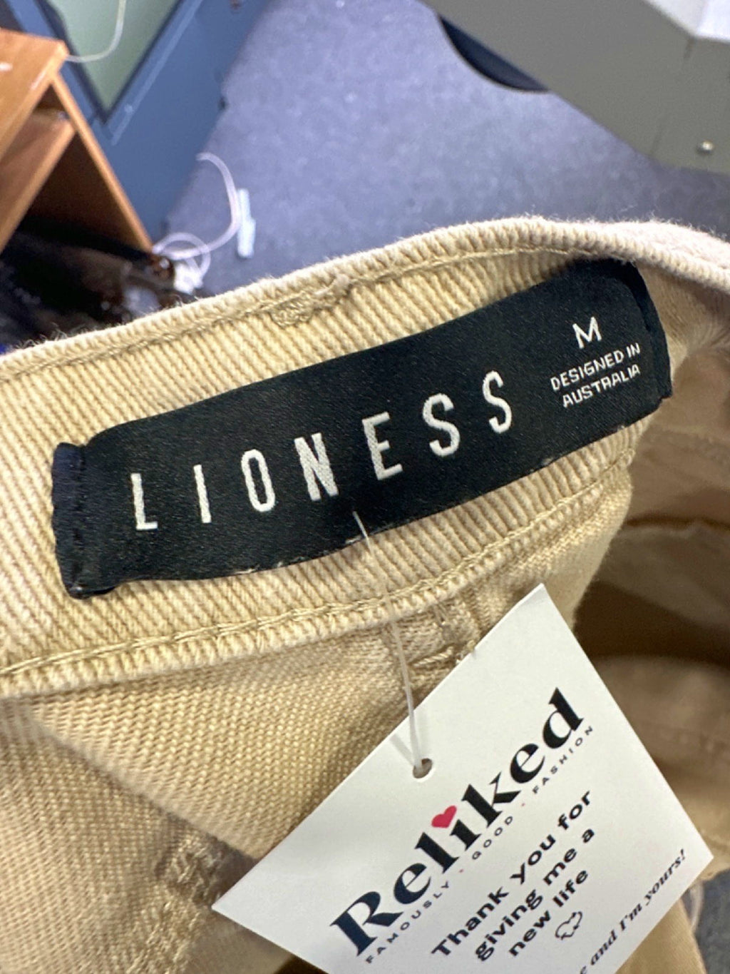 Lioness Beige Relaxed Fit Cargo Trousers M
