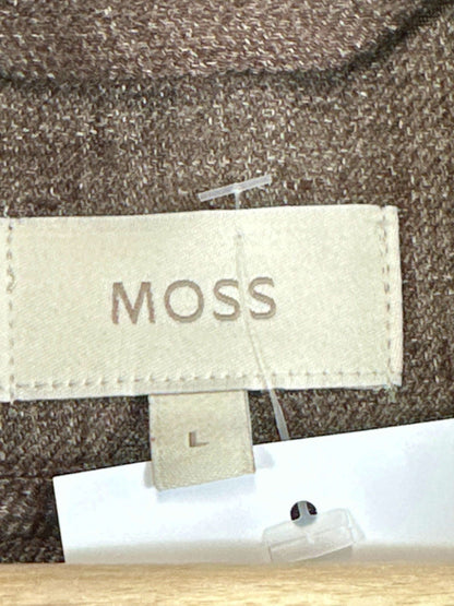 Moss Brown Linen Long Sleeve Shirt UK L