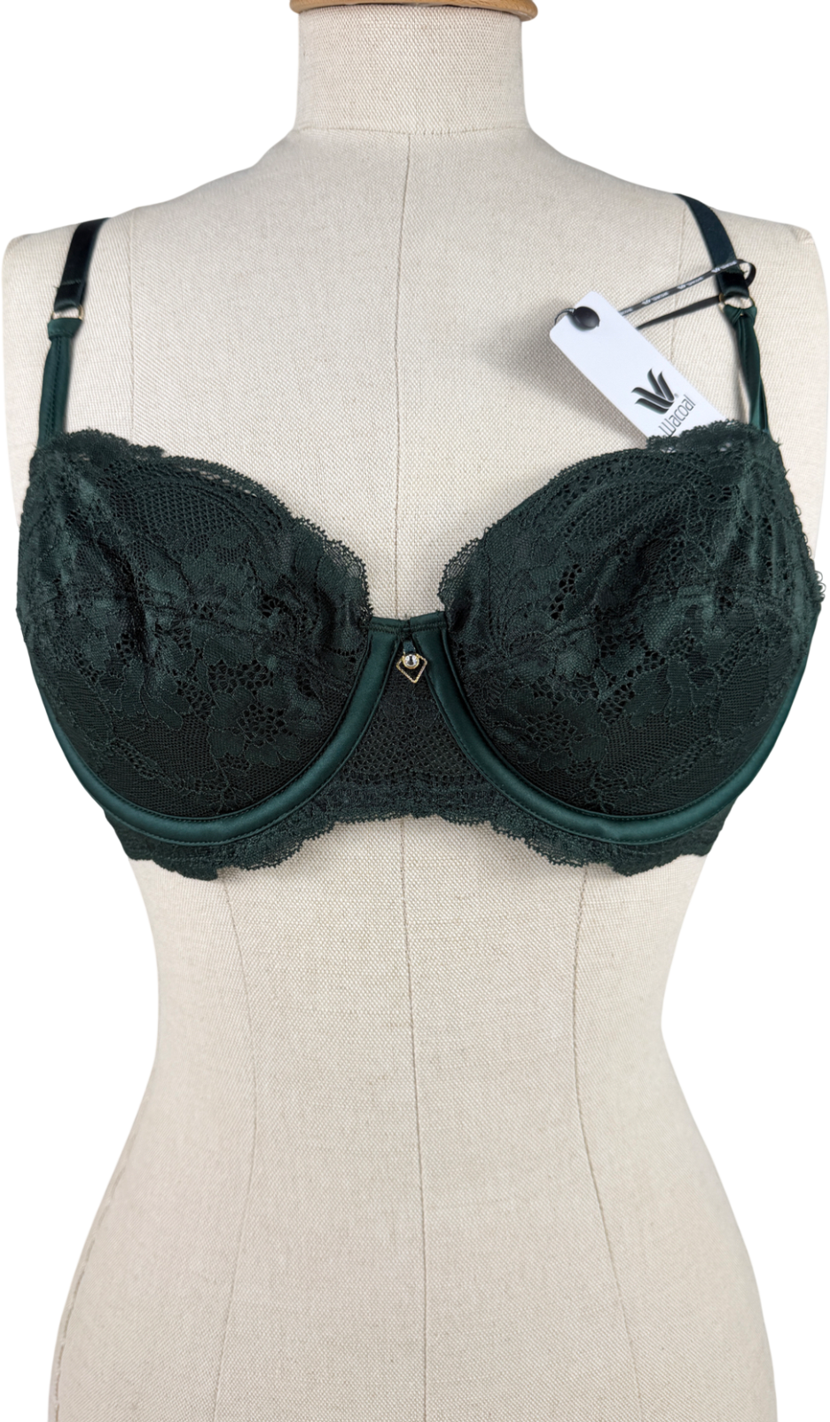 Wacoal Green Natsuki Lace Balcony Bra Brief Set Bra Size 32dd UK S