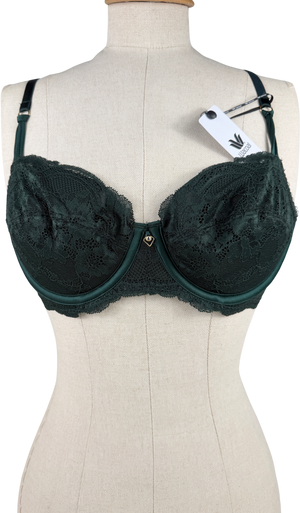 Wacoal Green Natsuki Lace Balcony Bra Brief Set Bra Size 32dd UK S