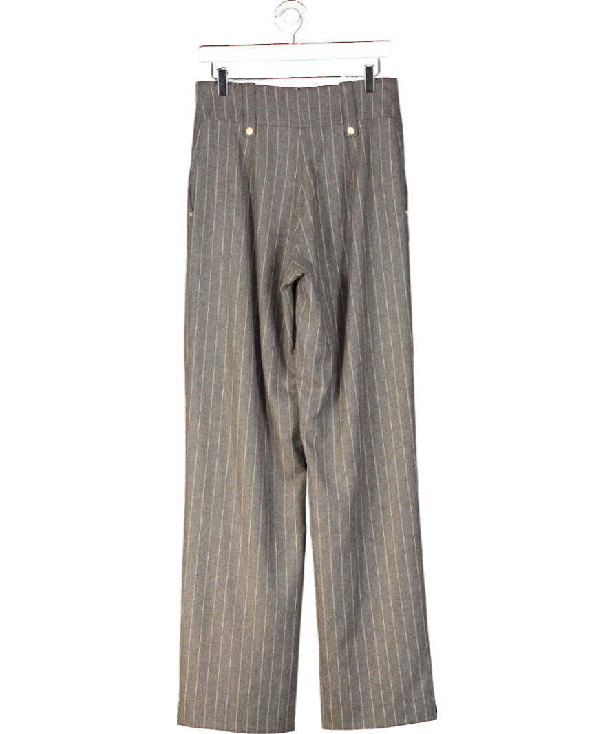 Holland Cooper High Waisted Straight Trouser Soft Grey Pinstripe UK 10