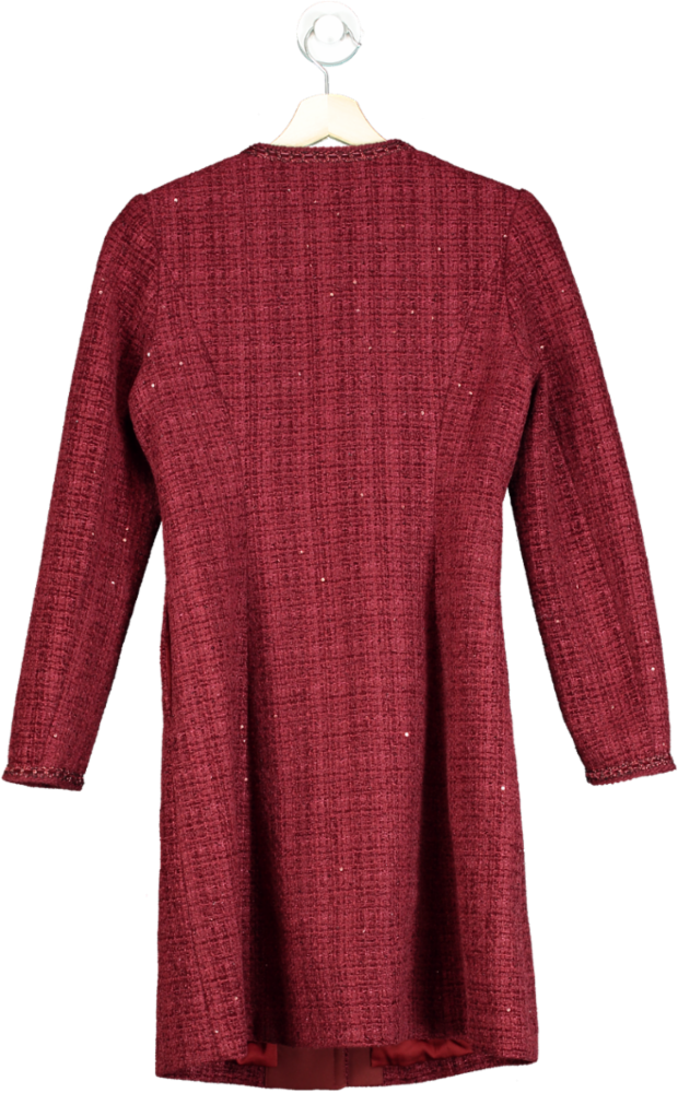 Goelia Red Tweed Button-Front Dress UK XS