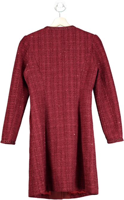 Goelia Red Tweed Button-Front Dress UK XS