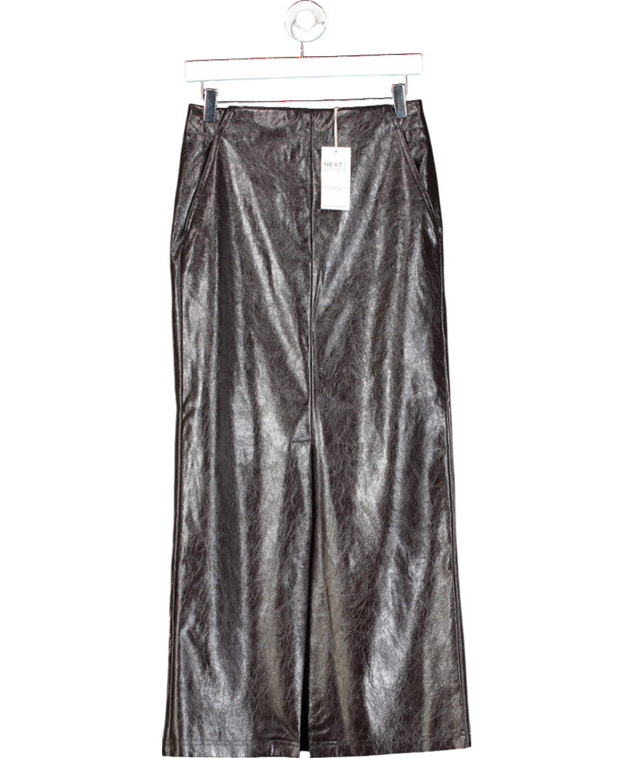 Next Brown Faux Leather Knee Length Skirt UK 6