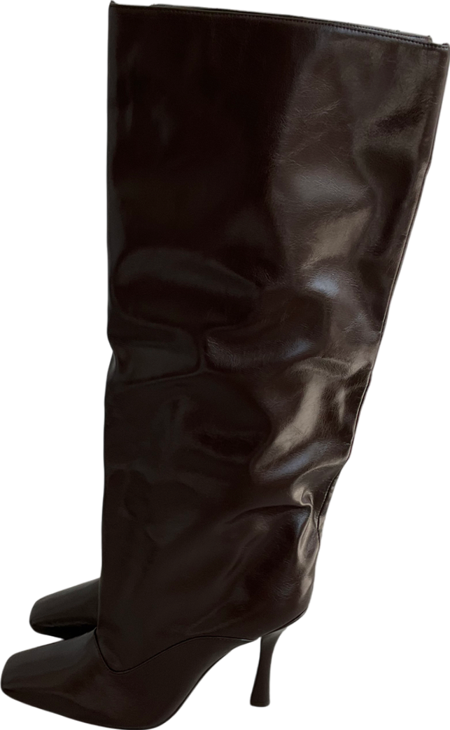 River Island Brown Square Toe High Keg Boots UK 6 EU 39 👠