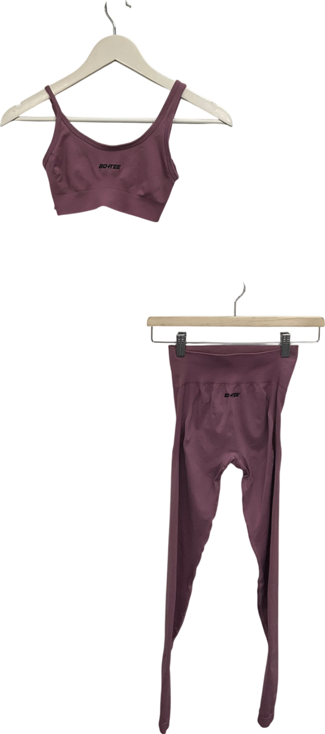 Bo + Tee Purple High Waist Leggings And Asymmetric Crop Top UK XS