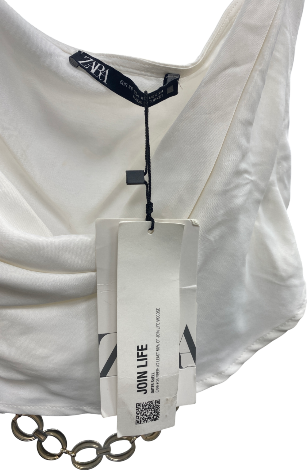 ZARA White Gold Chain Top UK XS