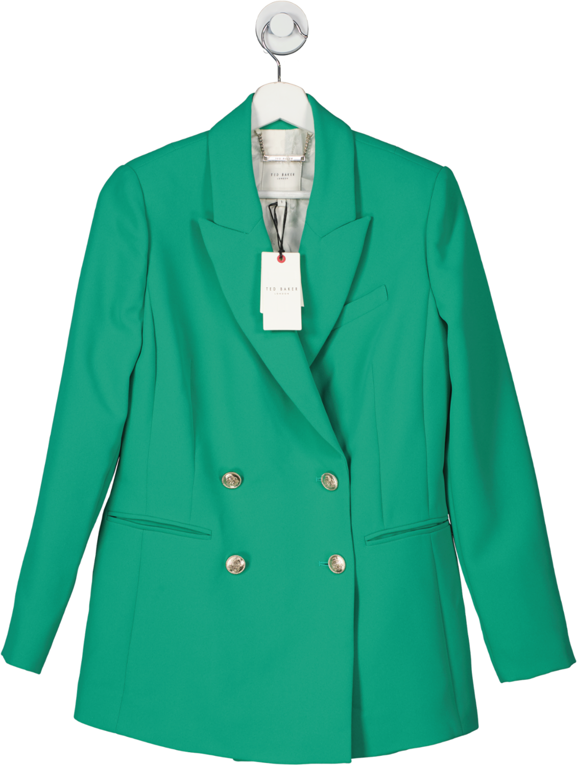 Ted Baker Green Llayla Double Breasted Jacket With Gold Detailing UK S