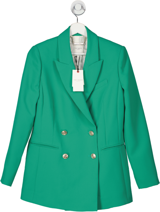 Ted Baker Green Llayla Double Breasted Jacket With Gold Detailing UK S