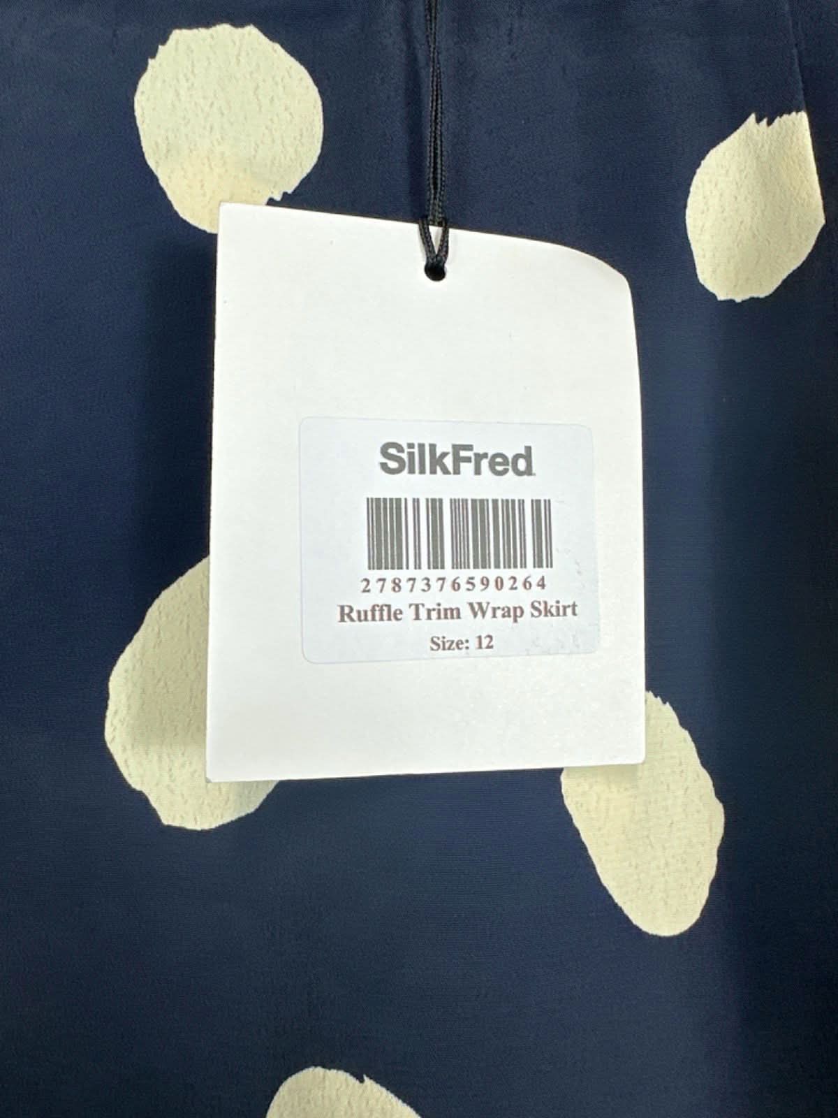 Glamorous Navy Polka Dot Ruffle Trim Wrap Skirt Size 12