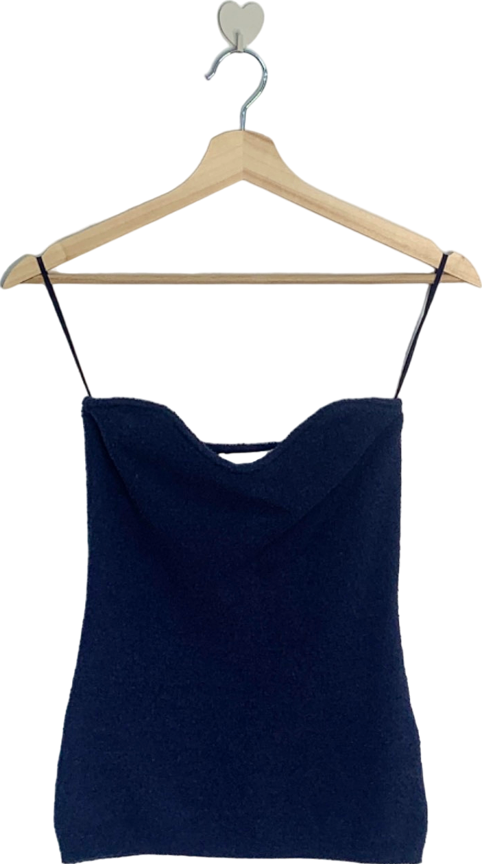 Nanushka Navy Blue Velvet Strap Top UK 6