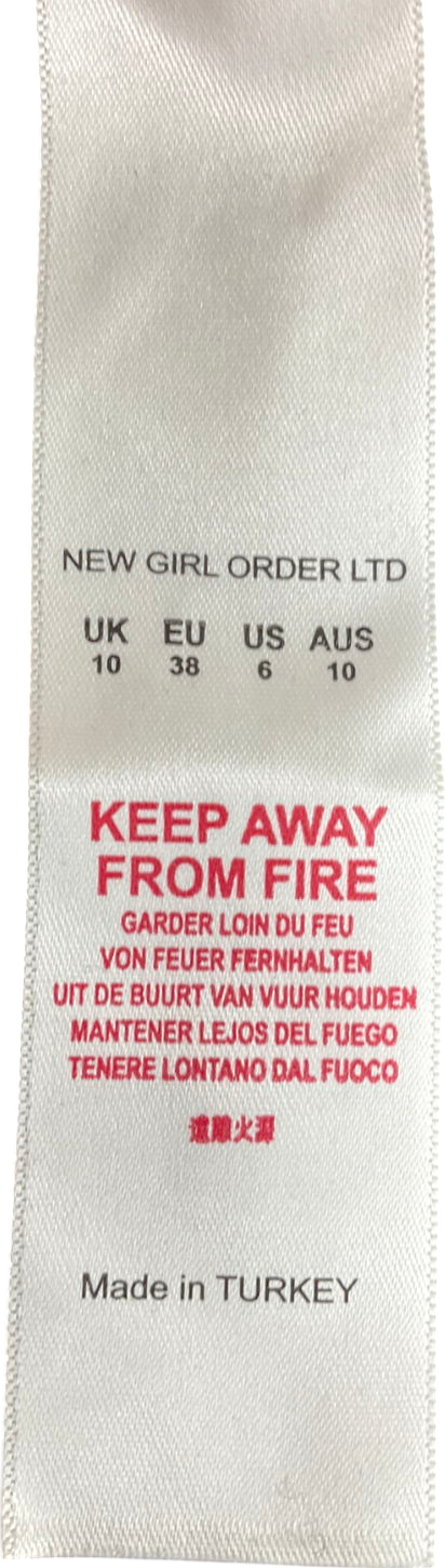 New Girl Order Orange Print Mesh Mock Neck Bodysuit UK 10