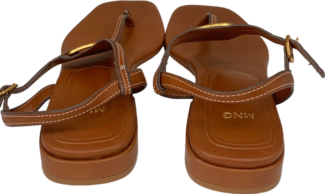 Mango Brown Leather Sandals UK 5