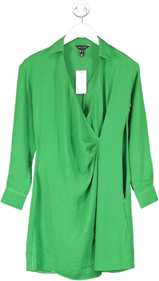 New Look Green Wrap Mini Dress UK 8