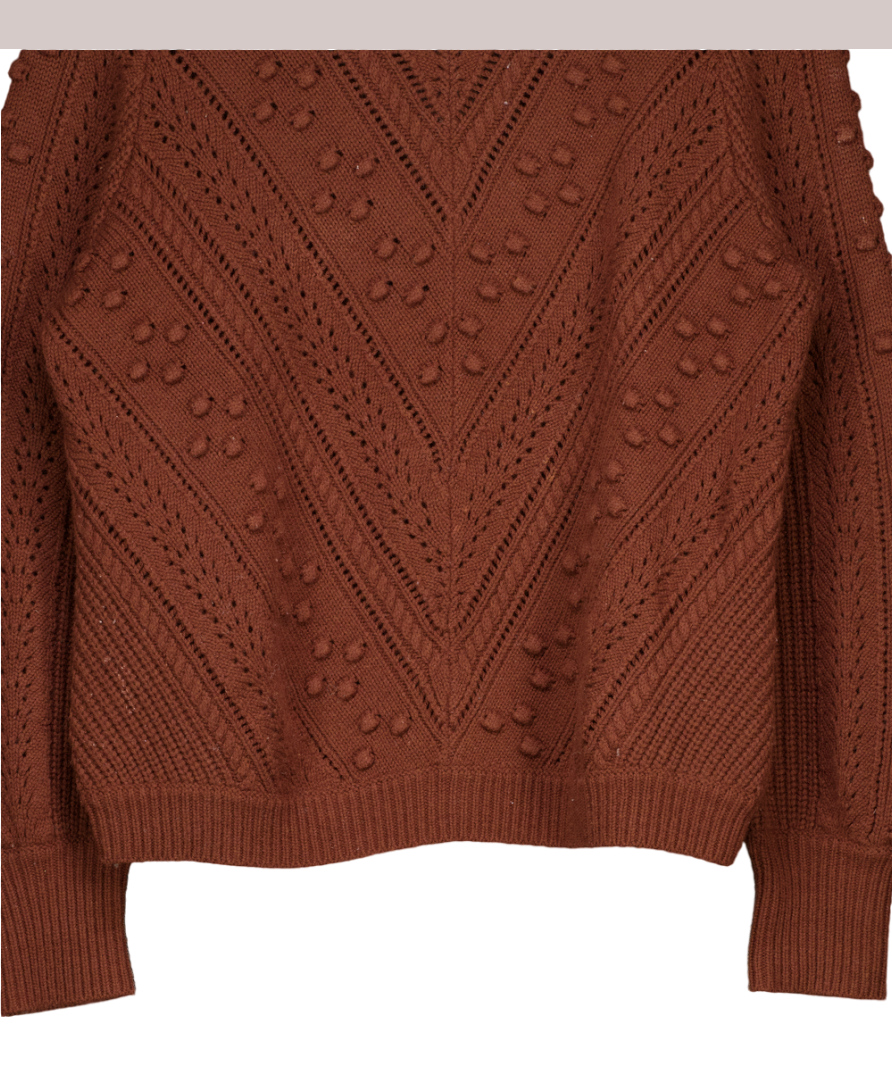 Sezane Chocolate Brown Wool Blend Jumper UK M