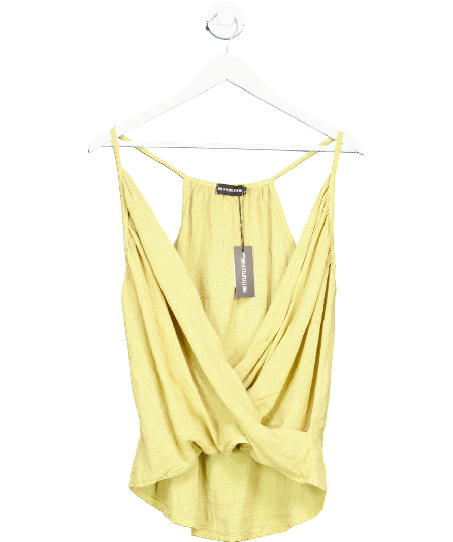 PrettyLittleThing Green Linen Cowl Drape Cami Long Top UK 10