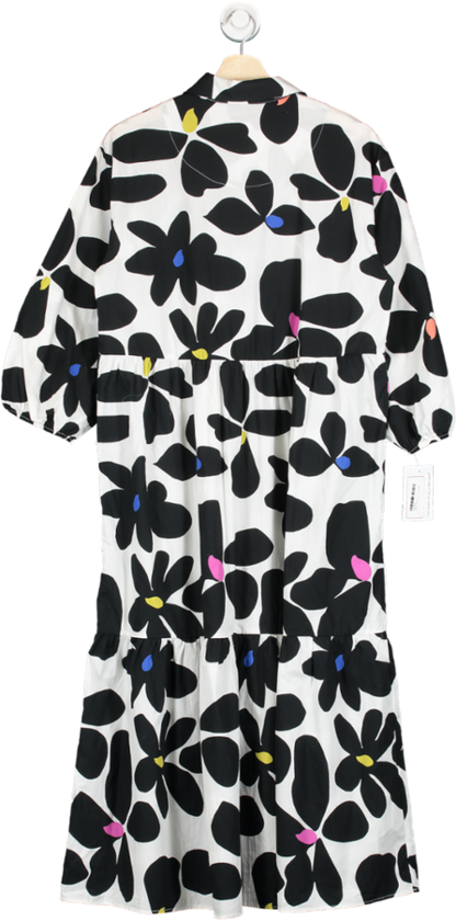Marimekko Black & White Floral Midi Dress Size M