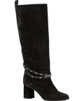 Red Valentino Black Suede Stud Strap Detail Calf Boots UK 8 EU 41 👠