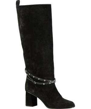 Red Valentino Black Suede Stud Strap Detail Calf Boots UK 8 EU 41