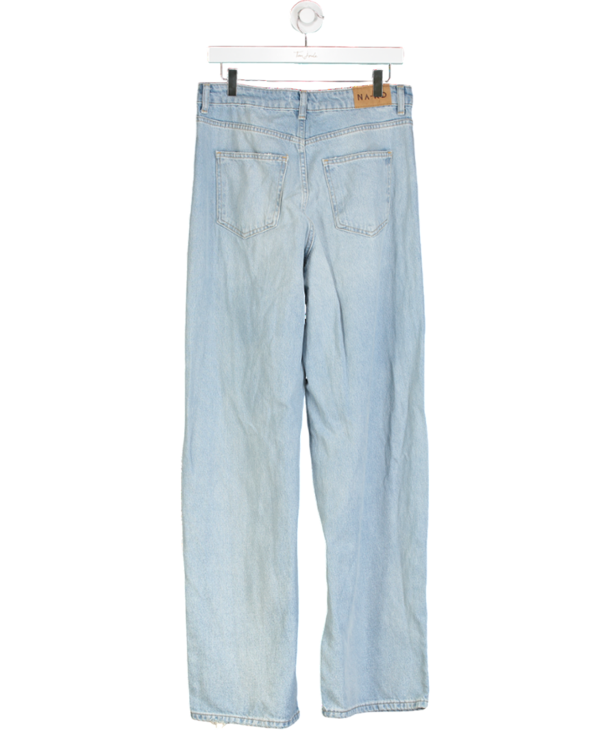 NA-KD Blue Loose Waist Long Jeans UK 8