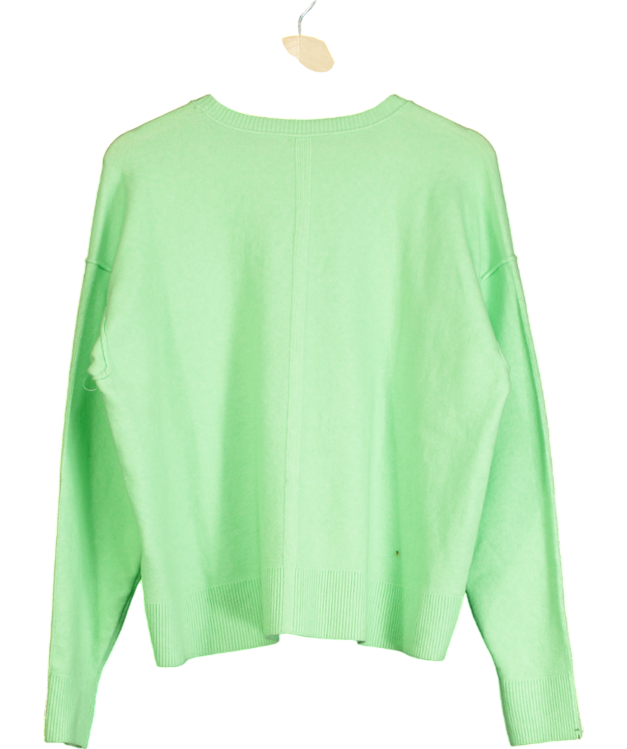 Free People Green Seam Detail Crewneck Jumper UK XS