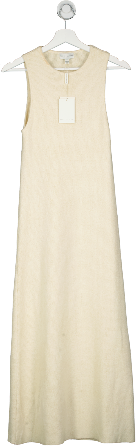 PRETTY LAVISH Cream Ophelia Shift Knit Midaxi Dress UK S