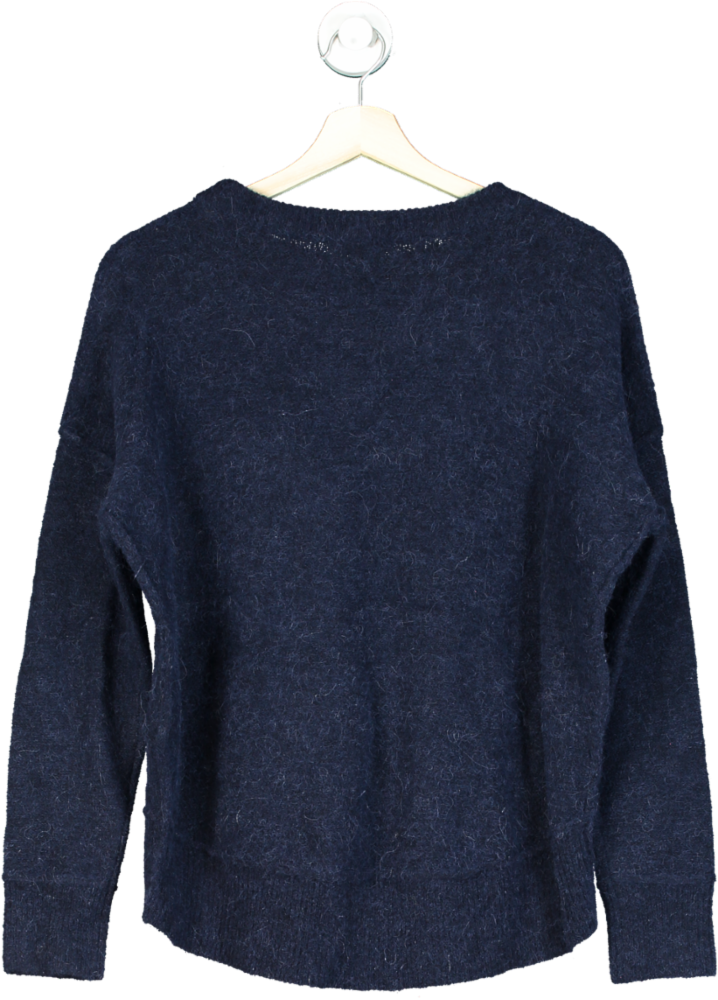 By Malene Birger Navy Soft Mohair Navy Dip Back Pullover UK XXS