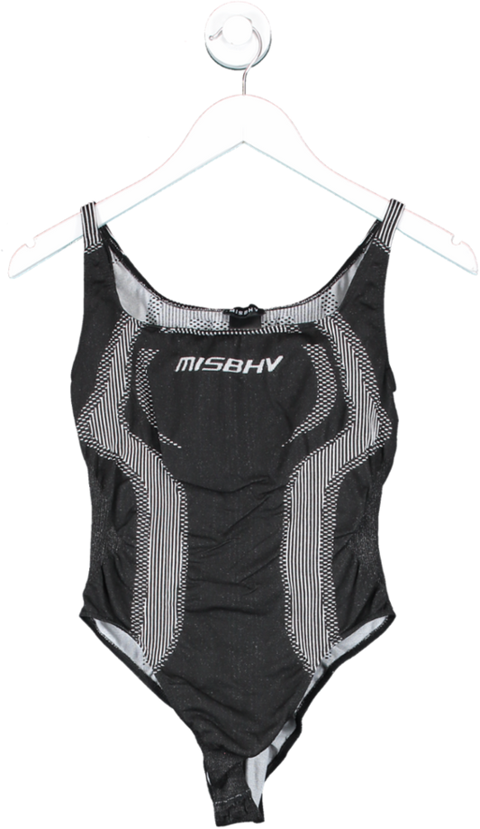 MISBHV Black Logo Embroidered Bodysuit UK XS