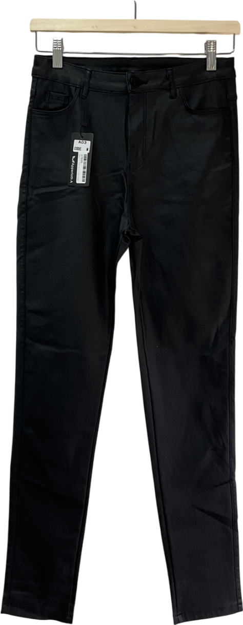 apperloth Black Leather Look Trousers UK M