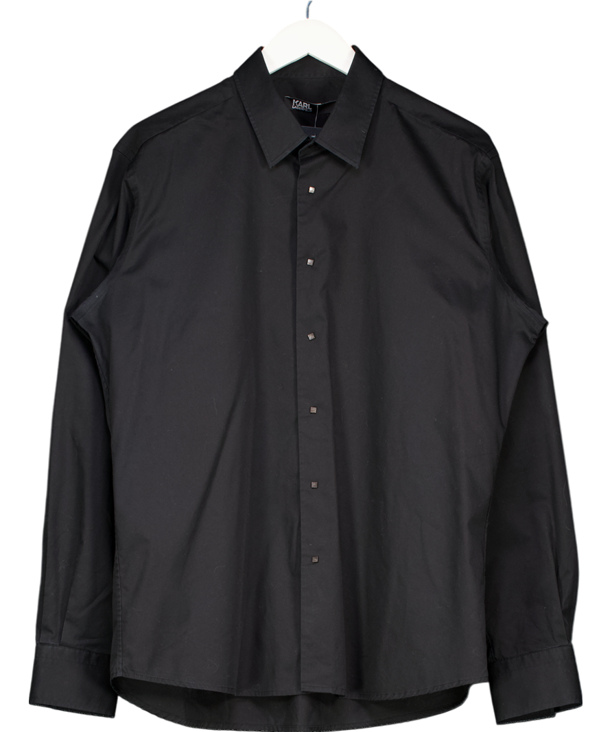 Karl Lagerfeld Black Cotton Long Sleeve Shirt Eu 44 UK XL