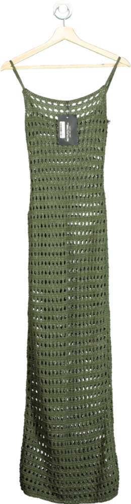 PrettyLittleThing Olive Petite Crochet Maxi Dress UK 6