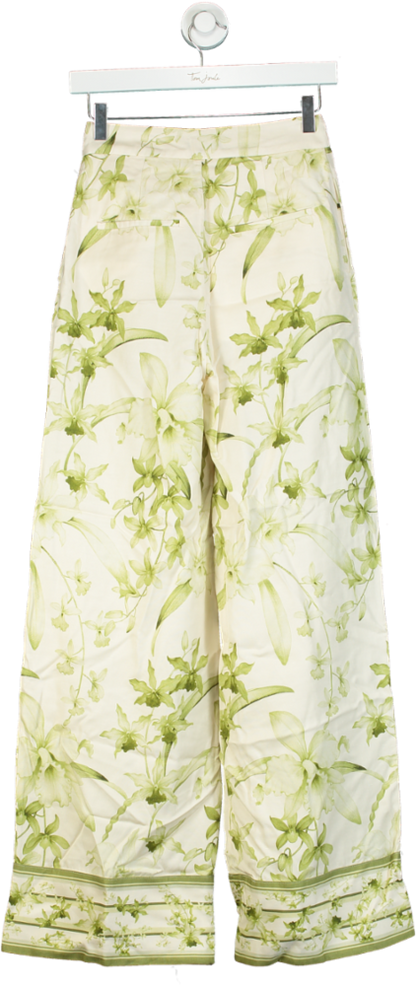 Karen Millen Green Lyda Millen Tall Botanic Printed Linen Woven Trousers UK 6