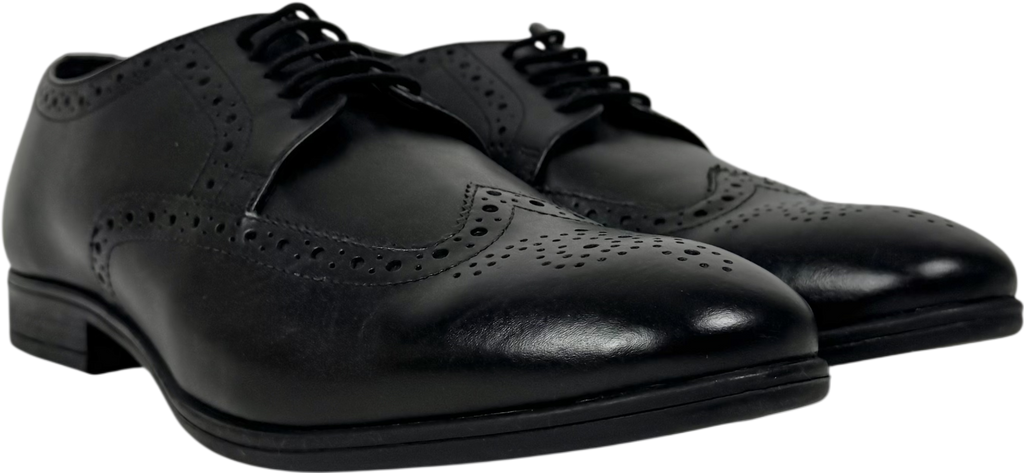 River Island Black Leather Brogue Shoes UK 9 EU 43 👞