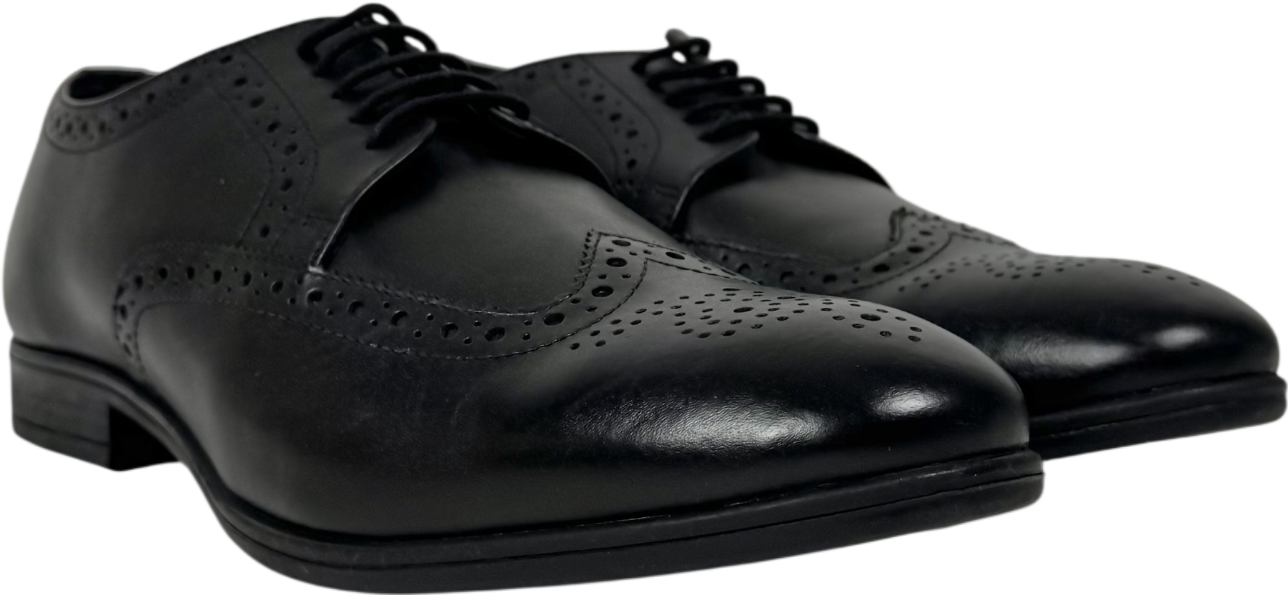 River Island Black Leather Brogue Shoes UK 9 EU 43 👞